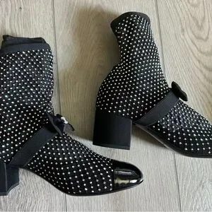 CHANEL | Shoes | Chanel Resille Strass Kid Suede Patent Mary